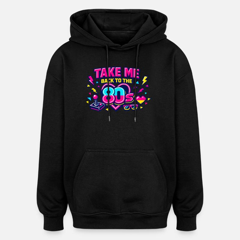 Retour aux années 80 néon - Sweat à capuche oversize unisexe - noir
