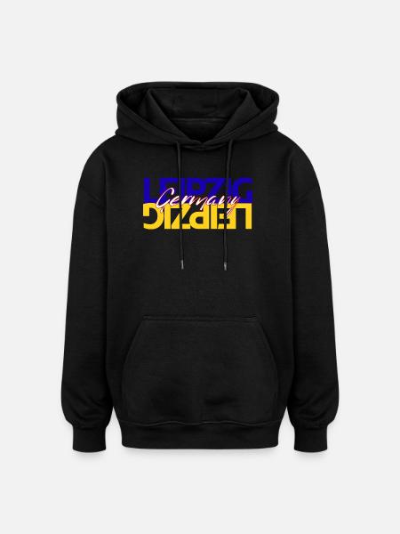 Leipzig Germany Lettering Overlay - Oversized Unisex Hoodie - black