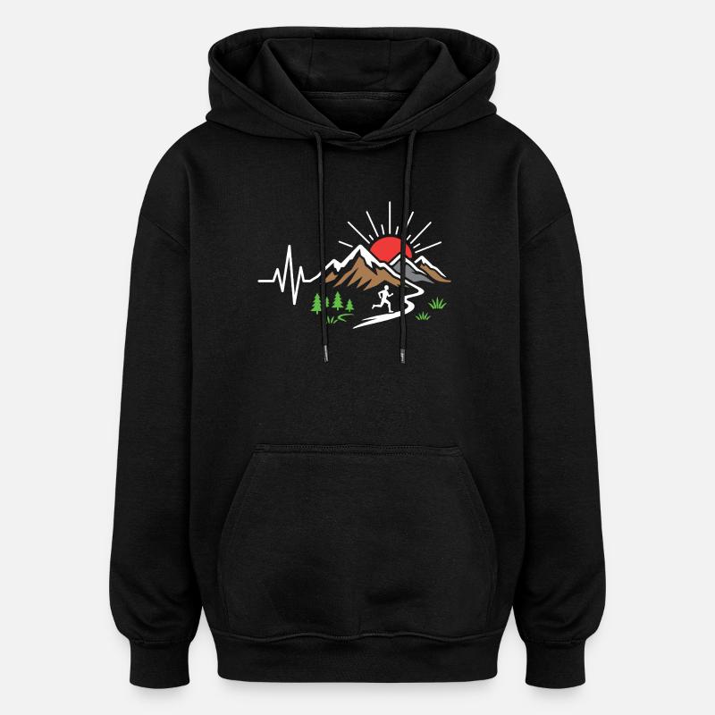 Trail Running - Oversized Unisex Hoodie - black