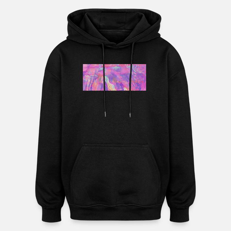 Farbstrudel Neon Wellen - Sweat à capuche oversize unisexe - noir
