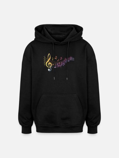 Music Notes Clefs Musician Music Teachers - Oversized Unisex Hoodie - black