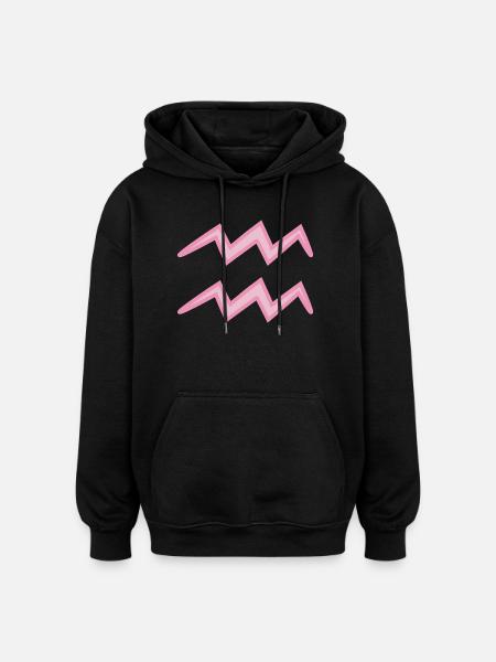 Wassermann Tierkreiszeichen Pastellrosa - Oversized Unisex Hoodie - Schwarz