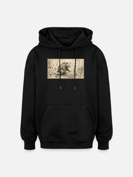 Waldgespräch: Bär und Hase - Oversized Unisex Hoodie - Schwarz