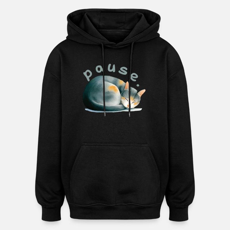 Pause - Oversized Unisex Hoodie - Schwarz