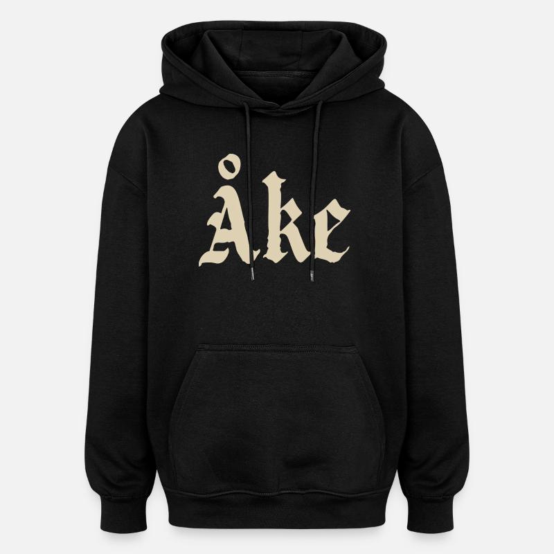 Åke Gothic Monogram Lettering - Oversized Unisex Hoodie - black