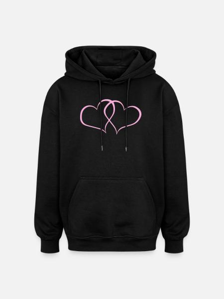 Lignes cardiaques entrelacées - Sweat à capuche oversize unisexe - noir