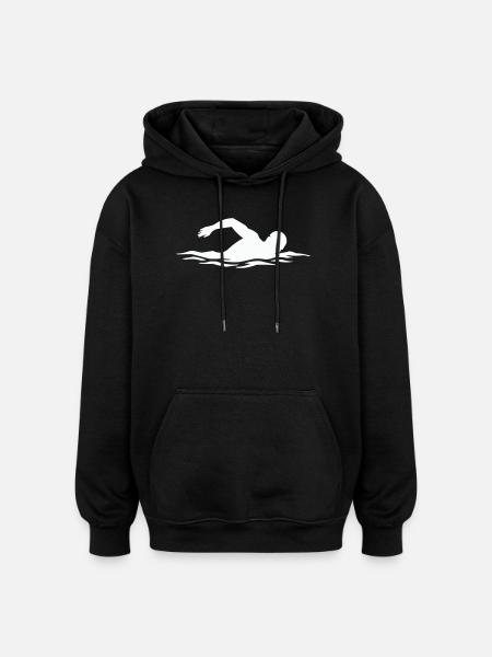 Schwimmer-Silhouette im Wasser - Oversized Unisex Hoodie - Schwarz
