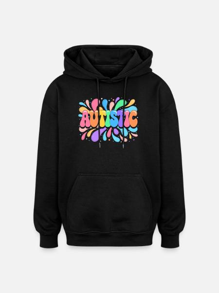 Rainbow Autistic Pride - Oversized Unisex Hoodie - black