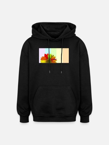 Bunte Regenbogen-Sonnenblume – Pastellstreifen-Aesthet - Oversized Unisex Hoodie - Schwarz