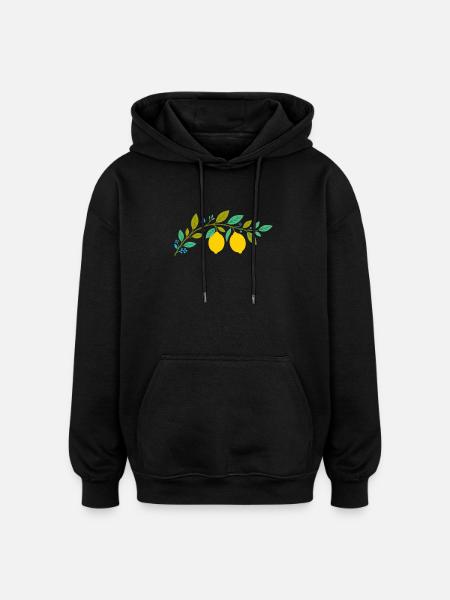 Zitronenzweig Illustration - Oversized Unisex Hoodie - Schwarz
