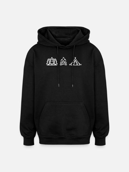Fir Fire Tent Outdoor - Oversized Unisex Hoodie - black