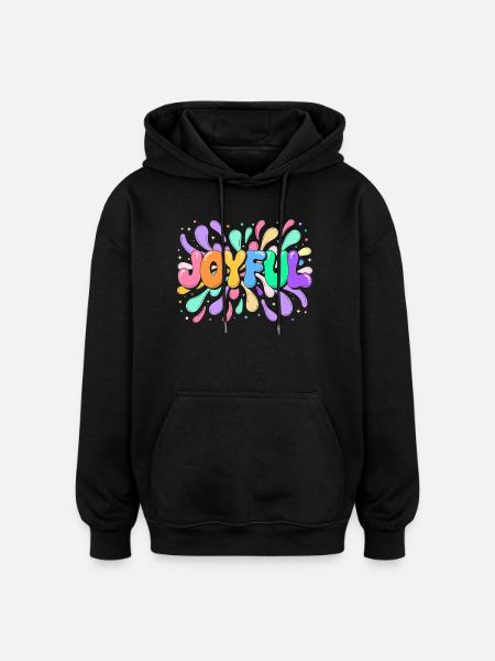 Happy Lettering in bunten Splittern - Oversized Unisex Hoodie - Schwarz