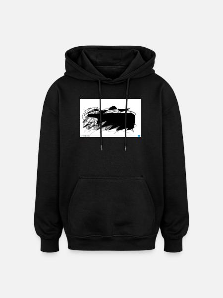 Black abstract blob with lines - Oversized Unisex Hoodie - black