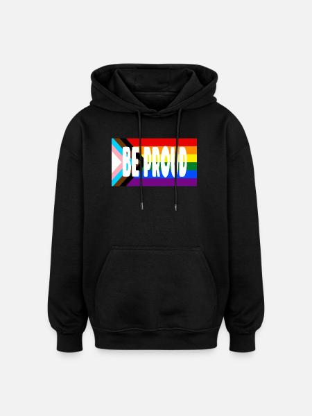 Texte du drapeau de la fierté - Sweat à capuche oversize unisexe - noir