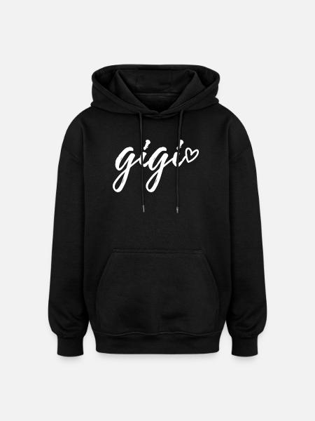 Gigi Love Heart Cute Family Grandma - Oversized Unisex Hoodie - black