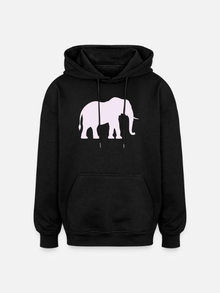Elephant Silhouette Pastel Rose - Oversized Unisex Hoodie - black