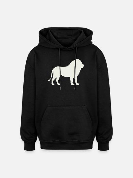Lion silhouette on cream - Oversized Unisex Hoodie - black