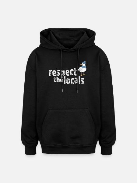 Respect the Locals – Maritime Möwe - Oversized Unisex Hoodie - Schwarz
