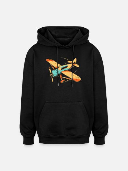 80s propeller plane - Oversized Unisex Hoodie - black