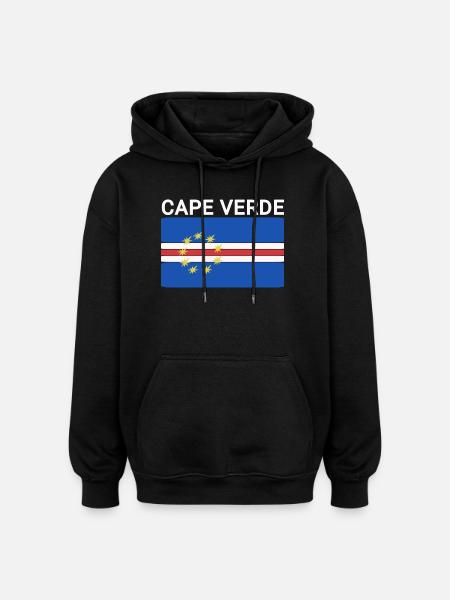 Cape Verde Flag Country Map - Oversized Unisex Hoodie - black