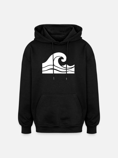 Wave Minimal Sea Beach Holiday Gift - Oversized Unisex Hoodie - black