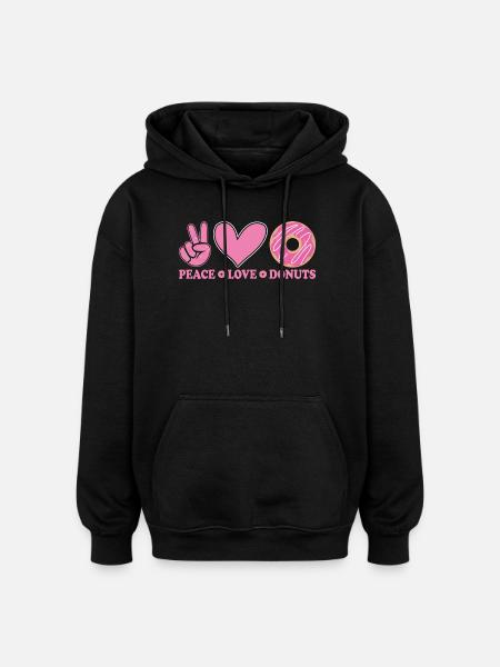 Peace Love Donuts - Oversized Unisex Hoodie - black