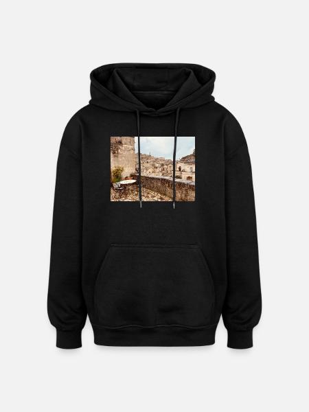 Terraced view of the old town - Oversized Unisex Hoodie - black