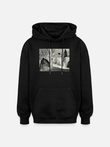 Monastery Shadows on the Stone - Oversized Unisex Hoodie - black