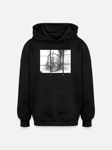 Bucket sketches black and white - Oversized Unisex Hoodie - black