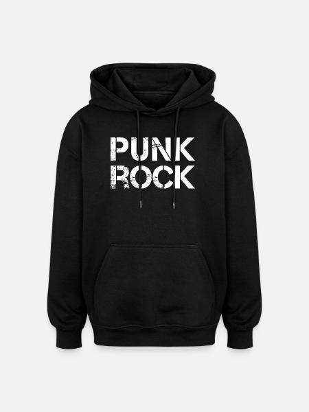 Punkrock Distressed Typografie - Oversized Unisex Hoodie - Schwarz