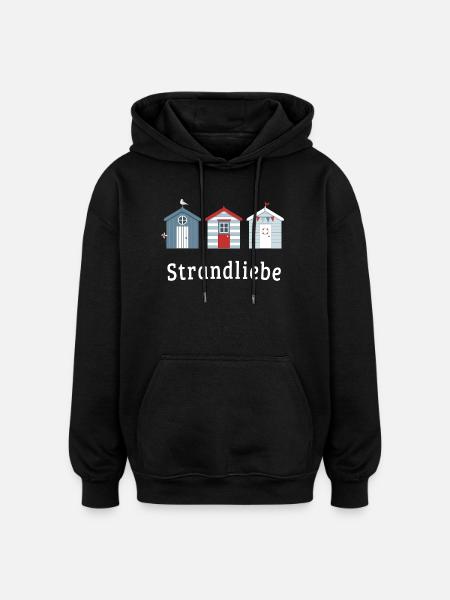 Strandliebe – Maritime Strandhäuser - Oversized Unisex Hoodie - Schwarz