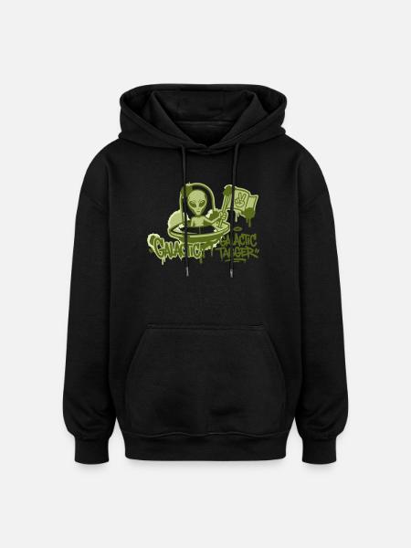 Alien Ufo Graffiti Graphic - Oversized Unisex Hoodie - black
