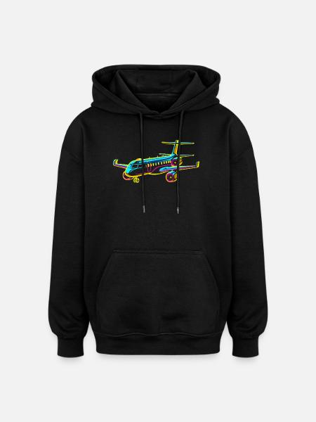 Flugzeug Comic Stil - Oversized Unisex Hoodie - Schwarz