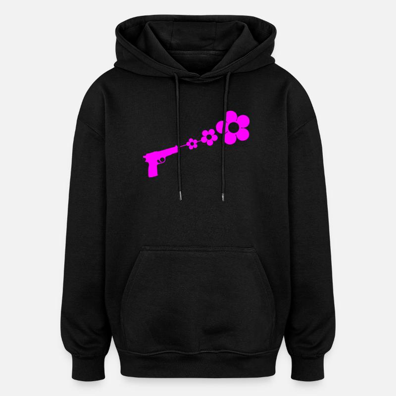 flowergun_1 - Sweat à capuche oversize unisexe - noir