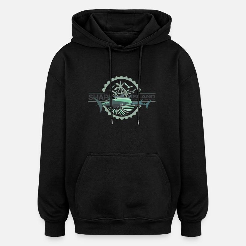 sharisland-sharkshirt - Sweat à capuche oversize unisexe - noir