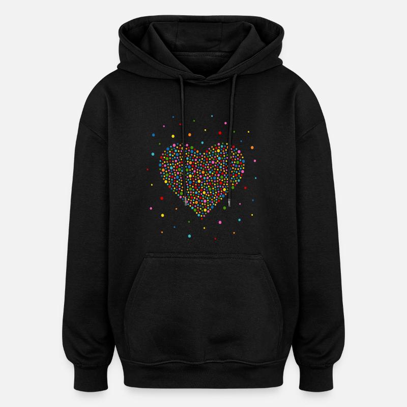 Coeur de confettis - Sweat à capuche oversize unisexe - noir