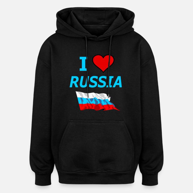 J'aime la Russie - Sweat à capuche oversize unisexe - noir
