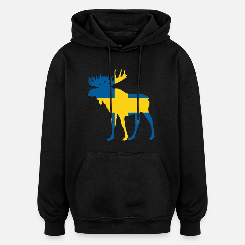Elch Schweden - Oversized Unisex Hoodie - Schwarz