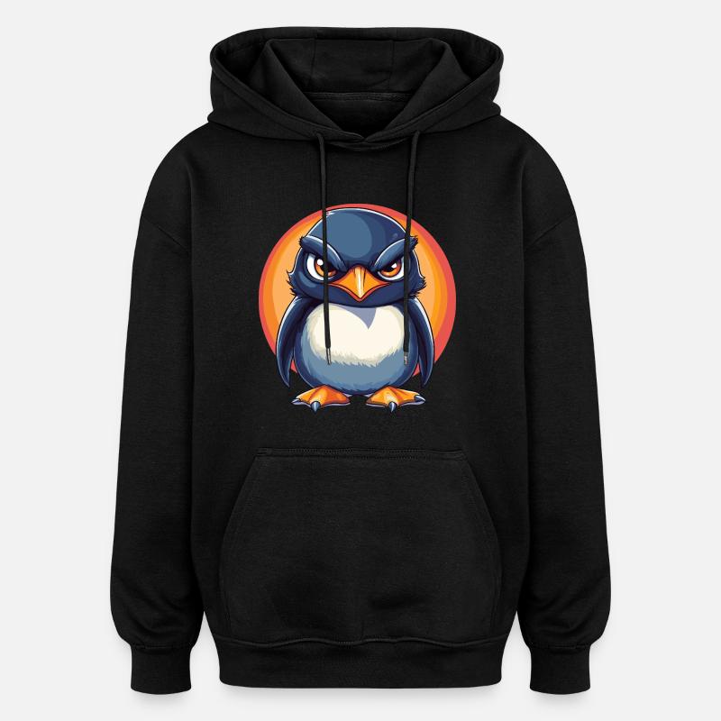 Grumpy Penguin - Oversized Unisex Hoodie - black