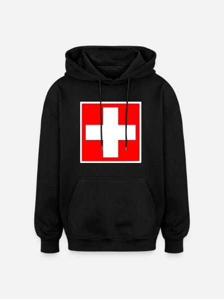 suisse - Sweat à capuche oversize unisexe - noir