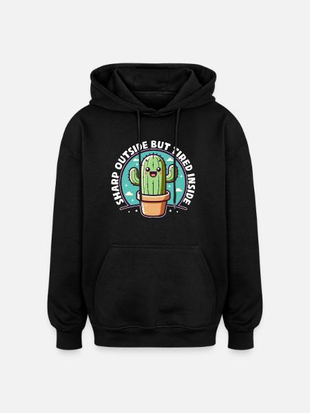 SHARP OUTSIDE BUT TIRED INSIDE - Oversized Unisex Hoodie - black