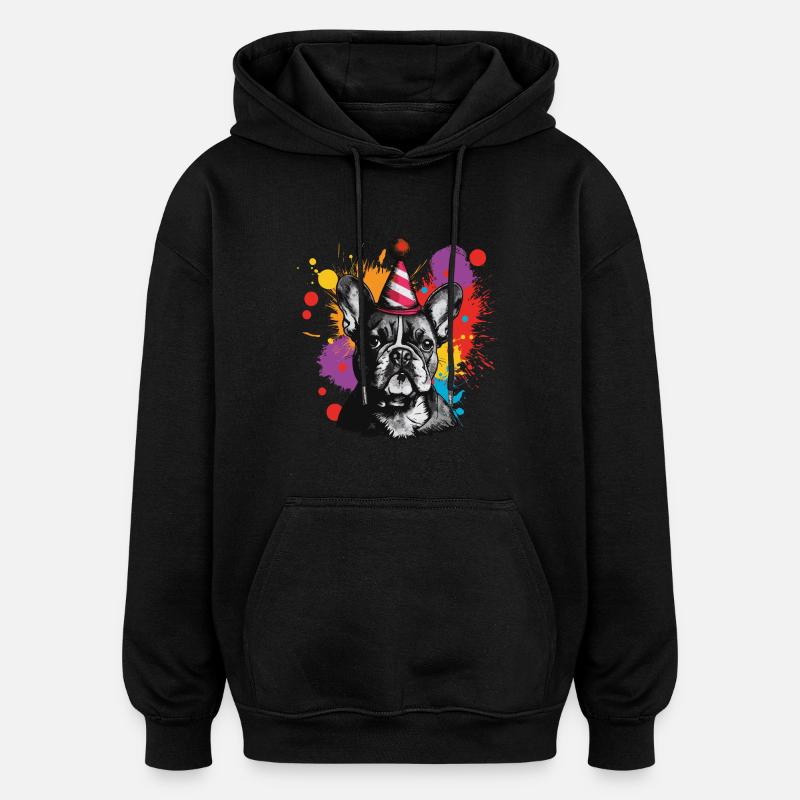 Fête du bouledogue français - Sweat à capuche oversize unisexe - noir