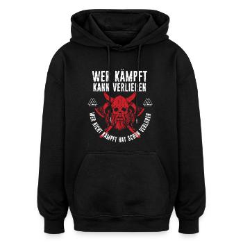 wikinger kämpfer - Oversized Unisex Hoodie - Schwarz - Vorne - Noah (186cm)