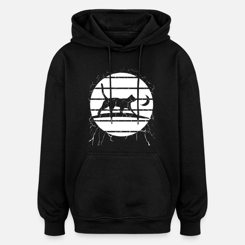 Katze im Mondlicht – Nachtwanderung - Oversized Unisex Hoodie - Schwarz
