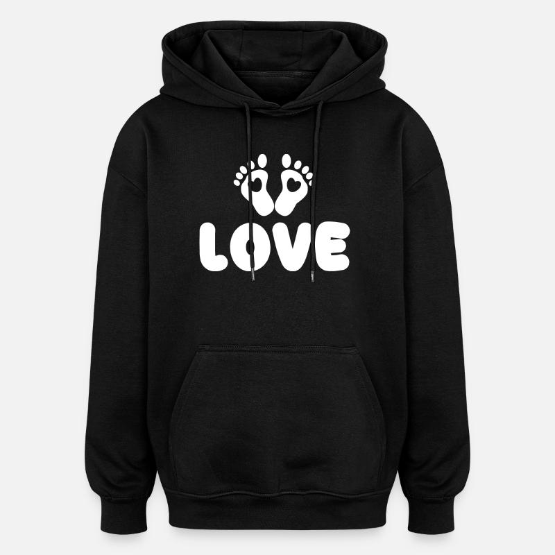 Grossesse Mère Cœur Bébé Pieds - Sweat à capuche oversize unisexe - noir