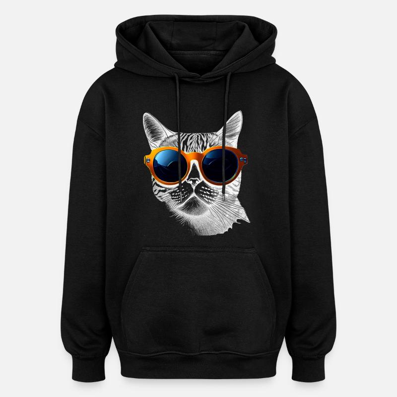 Ambiance de chat cool - Sweat à capuche oversize unisexe - noir