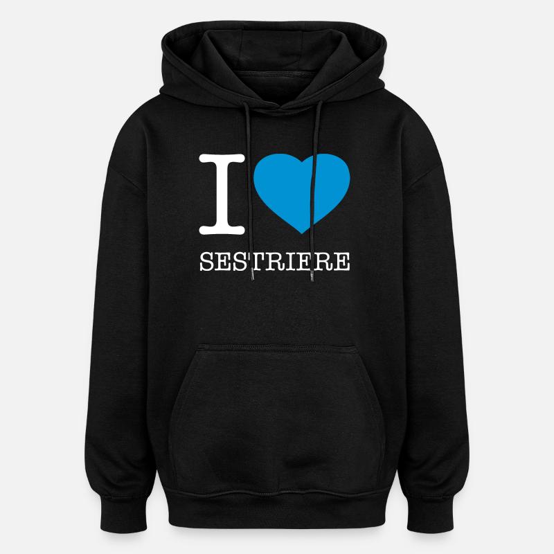 J’AIME SESTRIERE - Sweat à capuche oversize unisexe - noir