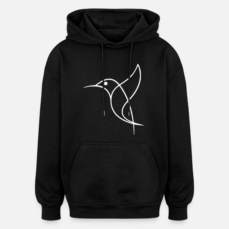 Croquis d'un oiseau blanc - Sweat à capuche oversize unisexe - noir
