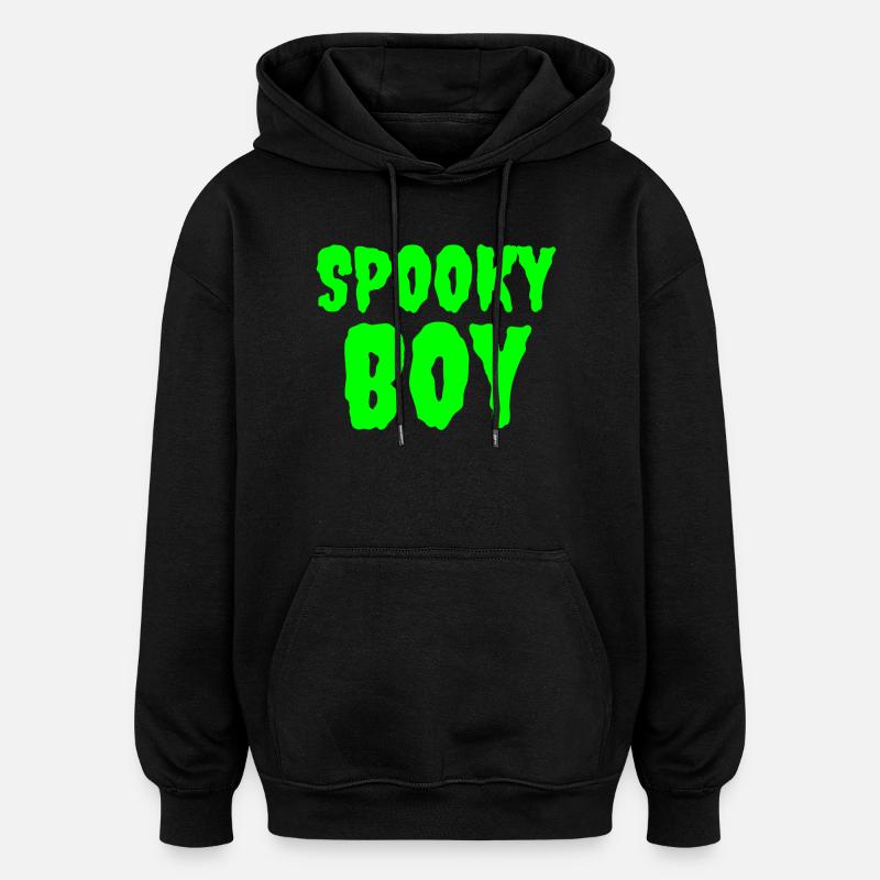 Spooky Boy Halloween Graphic Tee - Oversized Unisex Hoodie - black