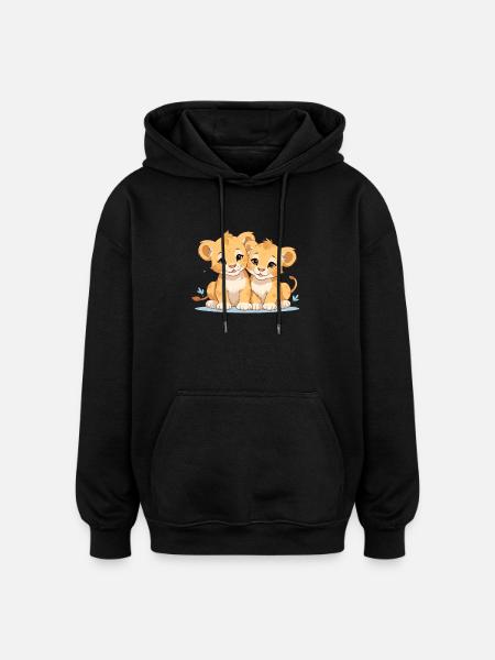 Lionceaux - Sweat à capuche oversize unisexe - noir
